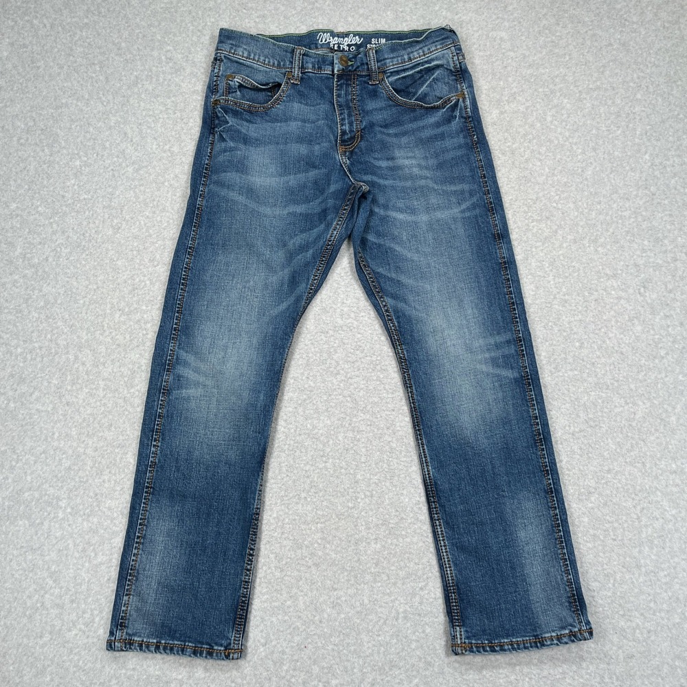 Wrangler Retro Slim Straight Jeans Men 32x30 (32x29) Mid Rise Denim Cowboy Work
